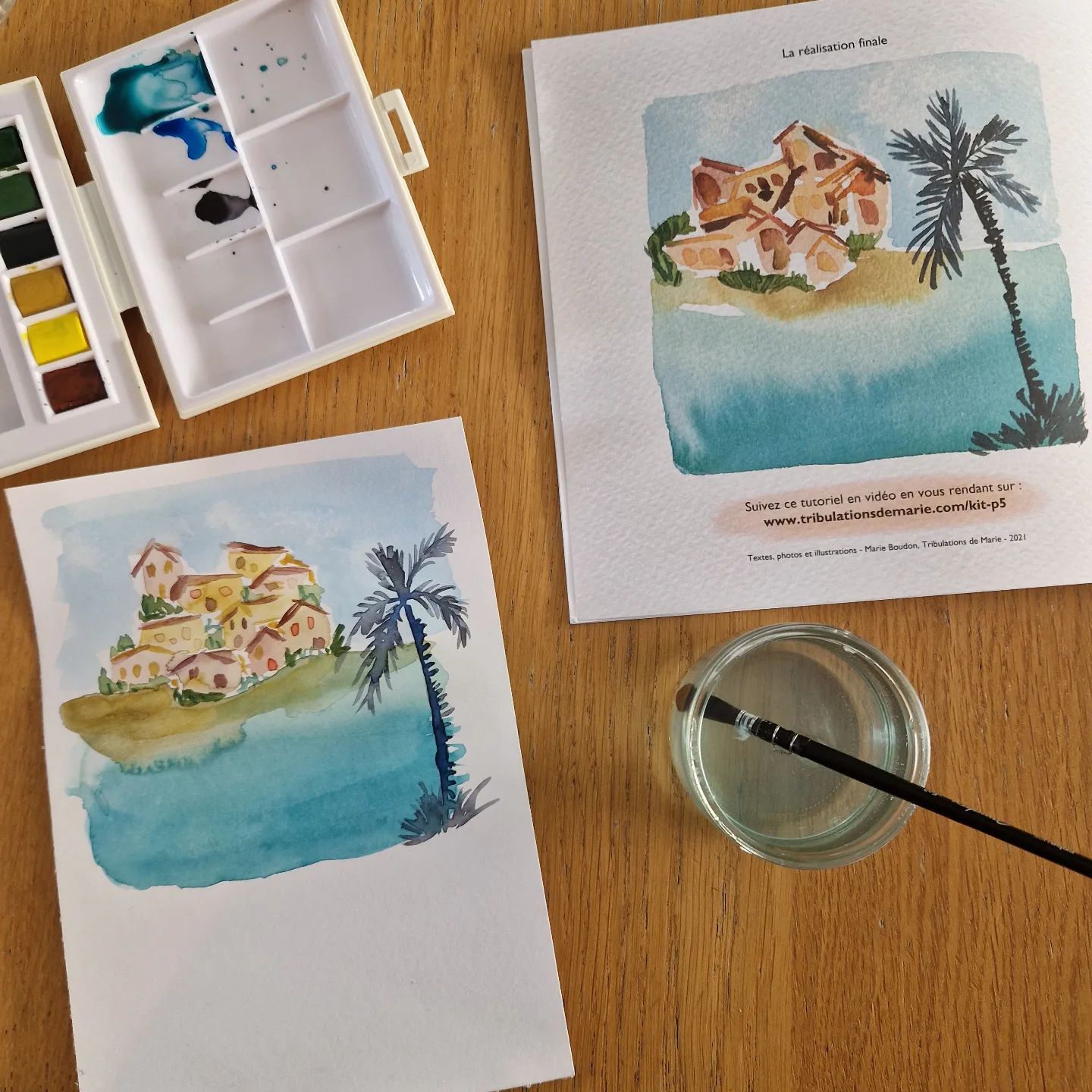 Hier j'ai craqué sur le "kit bord de mer" de @tribulationsdemarie et @sennelier1887 
La palette et magnifique. Le guide est clair et pédagogique.
J'ai encore pas mal de travail 😅 mais ça me donne vraiment envie de m'y mettre plud sérieusement !
Merci Marie Boudon. 

#aquarelle #arttherapy #dessindujour #watercolor #sea #blue
