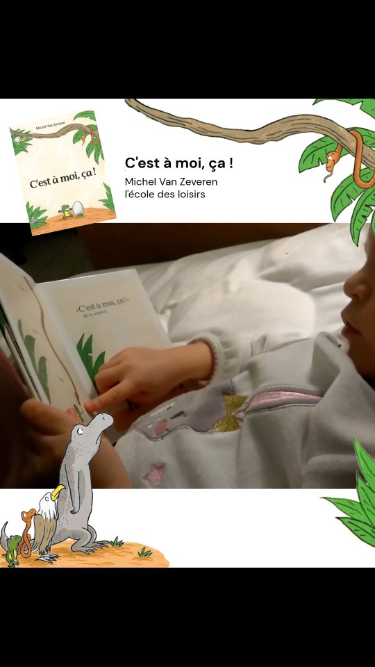 S’il y a bien un livre de l’enfance de Lucie que je garde précieusement, c’est « C’est à moi, ça ! » de Michel Van Zeveren. ❤️

Je l’avais acheté en petit format, parfait pour ses petites mains. Et nous l’avons tellement, tellement lu ensemble, qu’à même pas 2 ans, elle le « récitait » toute seule.

Je suis si heureuse d’avoir immortalisé ce moment... À chaque fois que je retombe sur cette vidéo, je souris.

Oui, lire avec les enfants dès le plus jeune âge est précieux. Pour eux, comme pour nous.

Et ce livre-là est une pépite : une histoire courte, simple, drôle, avec des illustrations adorables, des répétitions qu’ils anticipent, des rebondissements… et une chute qui les fait éclater de rire.

📗 C’est à moi, ça !
Michel Van Zeveren (l’école des loisirs)

#ablumjeunesse #conseildelecture #illustration #litteraturejeunesse #histoiredusoir 
@michel.van.zeveren @ecoledesloisirs